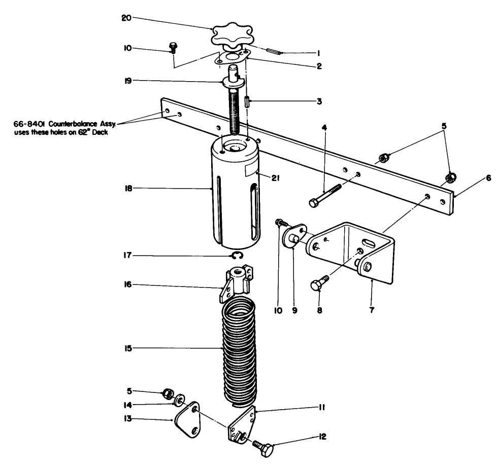 62" Weight Transfer Model No. 30703 Diagram and Parts List for 30798 9000001 - 9999999 Toro Lawn Tractor