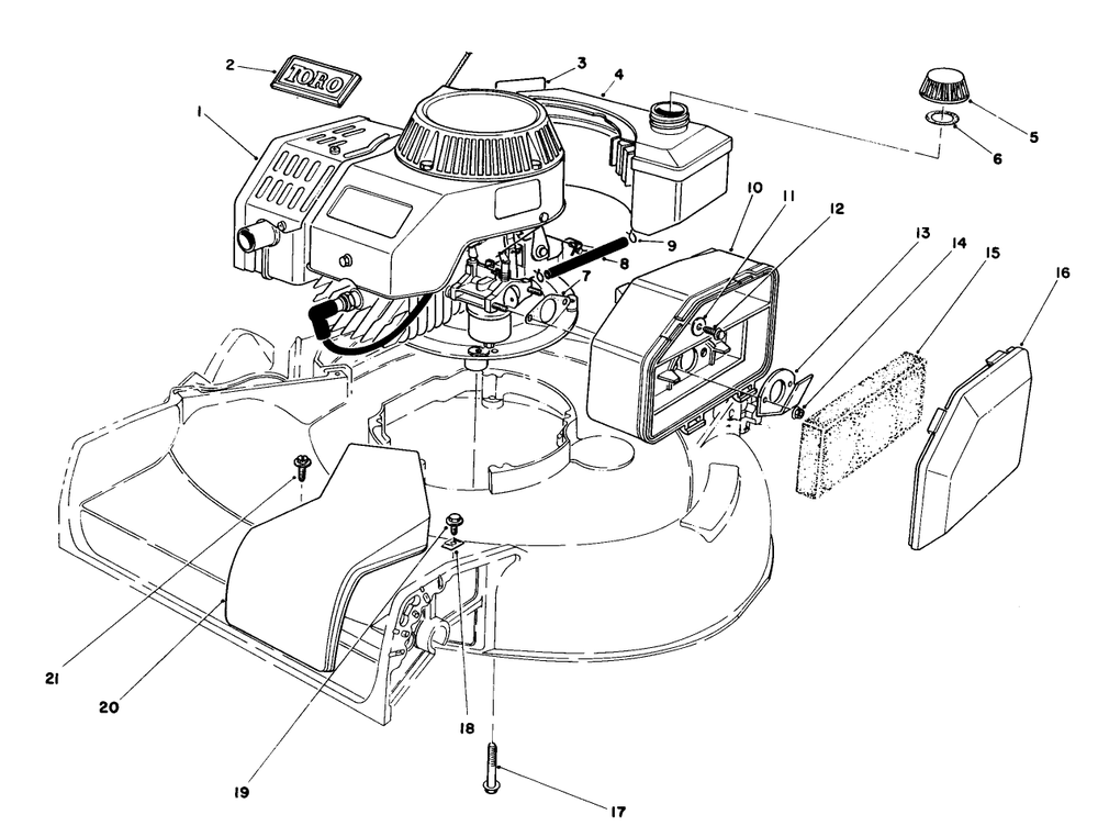 Engine Assembly Diagram and Parts List for 16212 4000001 - 4999999 Toro Lawn Mower