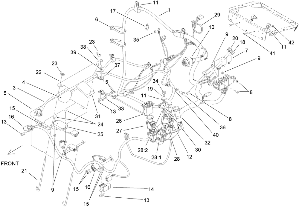 Electrical Assembly Diagram and Parts List for 74274 (270000001-270999999)(2007) Toro Lawn Mower