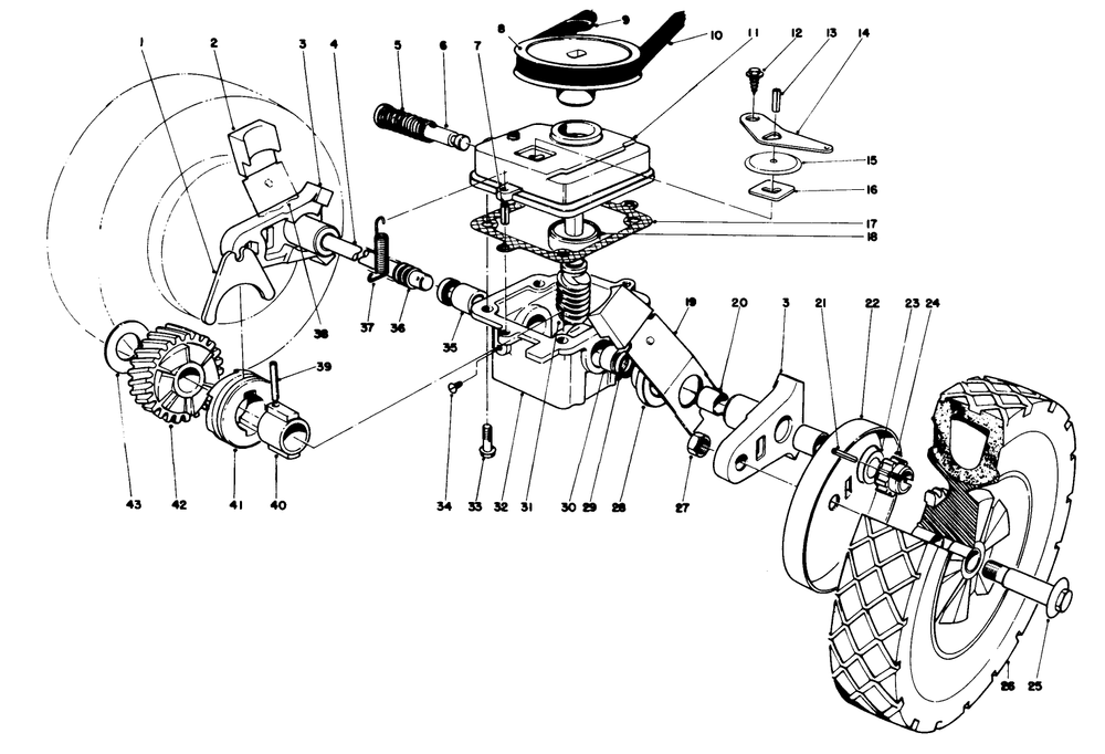Gear Case Assembly Diagram and Parts List for 21658 8000001 - 8999999 Toro Lawn Mower