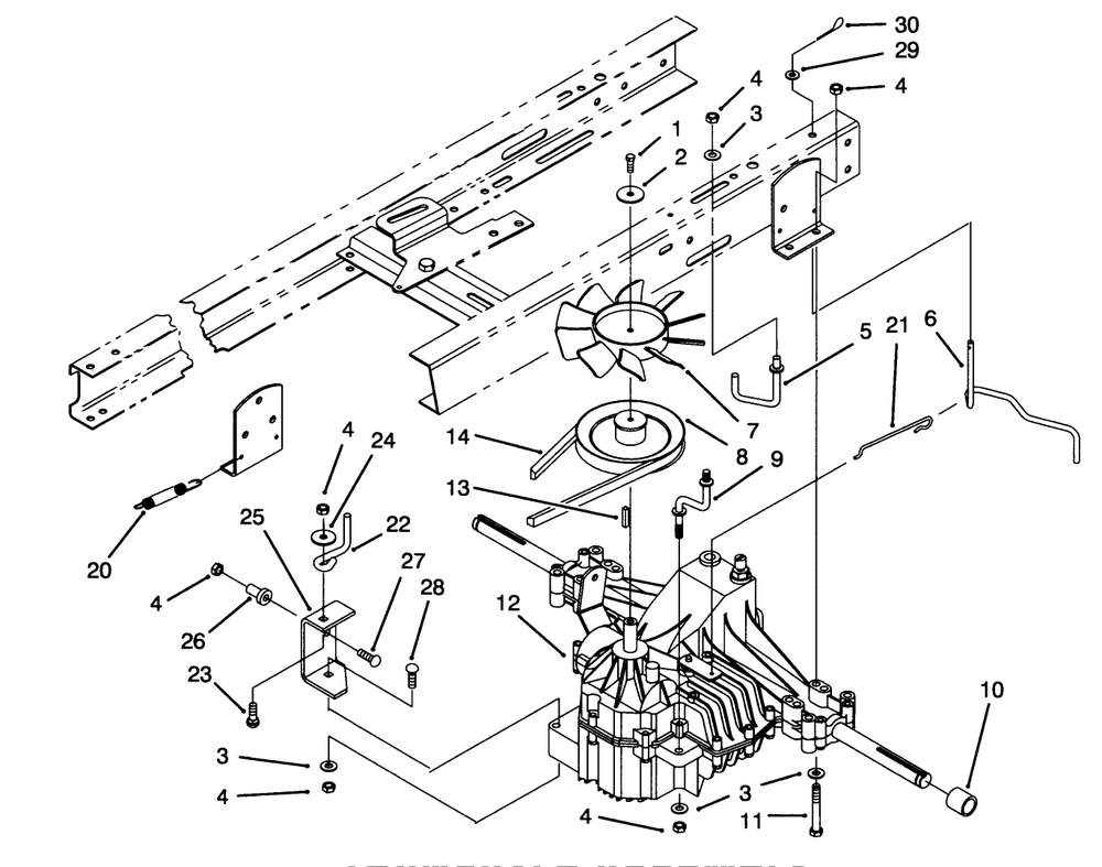 Transaxle Assembly Diagram and Parts List for 71191 5900001 - 5910000 Toro Lawn Tractor