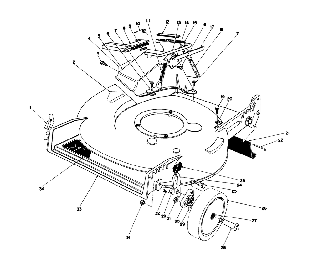 Housing Assembly Diagram and Parts List for 20563 1000001 - 1999999 Toro Lawn Mower