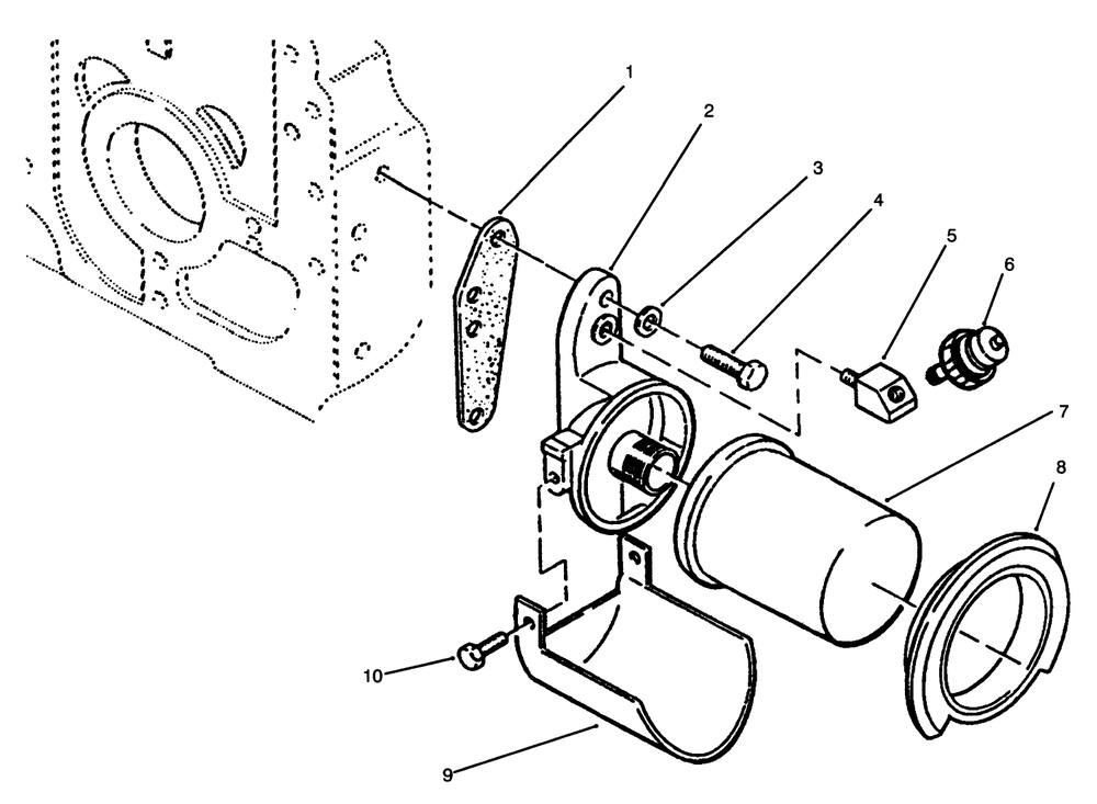 Oil Filter And Low Oil Pressure Cut-Off Switch Diagram and Parts List for 73501 59000001 - 59000411 Toro Lawn Tractor