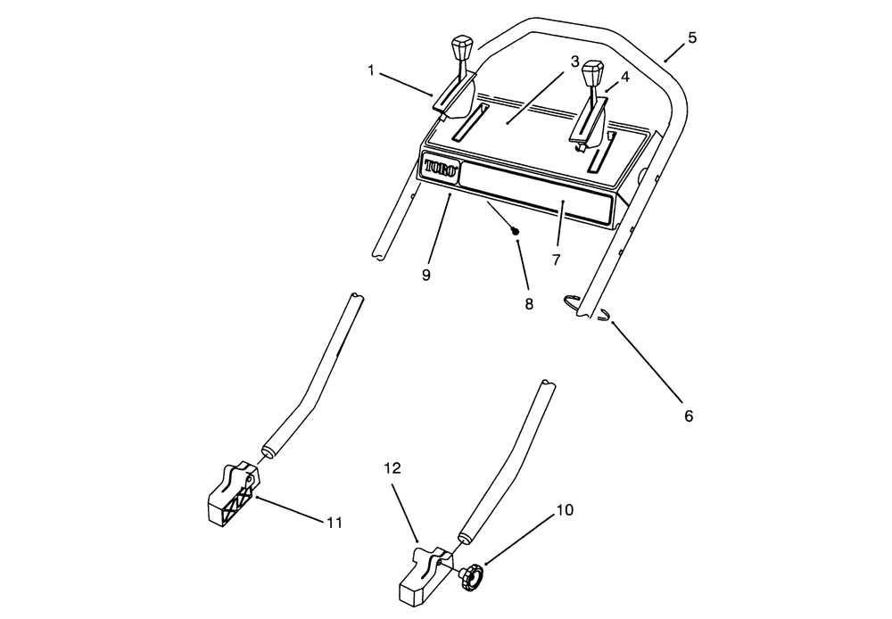 Handle Assembly Diagram and Parts List for 26630BC 4900001 - 4999999 Toro Lawn Mower
