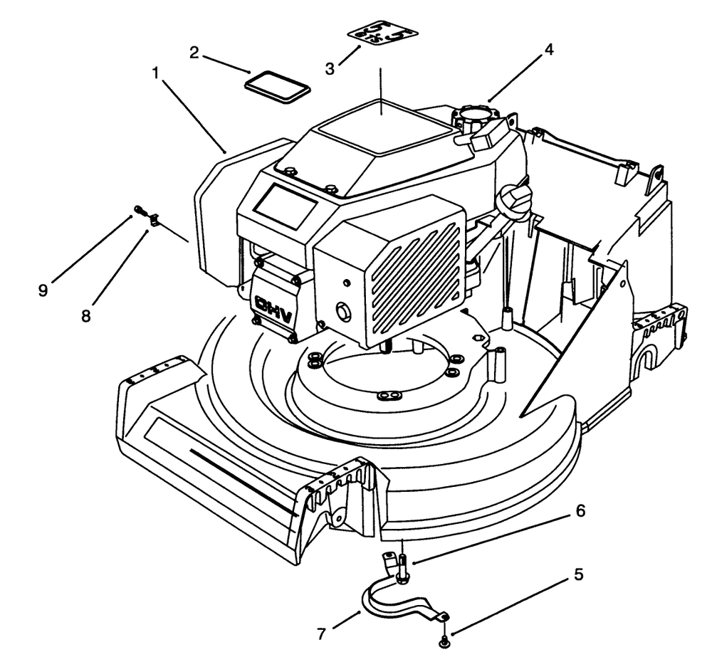 Engine Assembly Diagram and Parts List for 26631B 4900001 - 4999999 Toro Lawn Mower