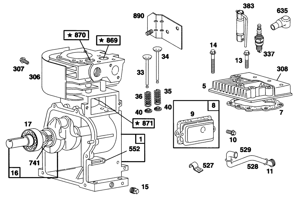 Engine Briggs & Stratton Model 135202-0263-01 Diagram and Parts List for 62924 6900001 - 6999999 Toro Leaf Blower / Vacuum