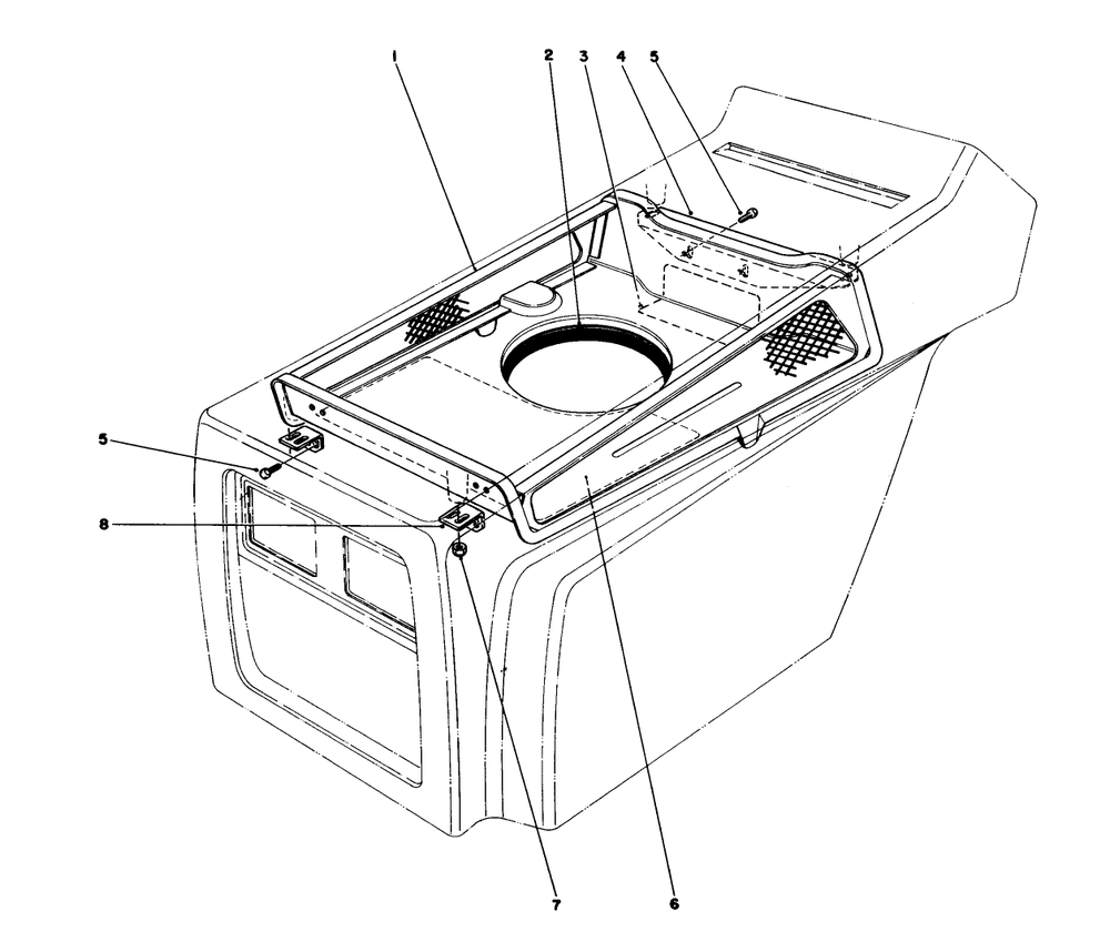 Hood Duct Assembly Diagram and Parts List for 57365 6000001 - 6999999 Toro Lawn Tractor