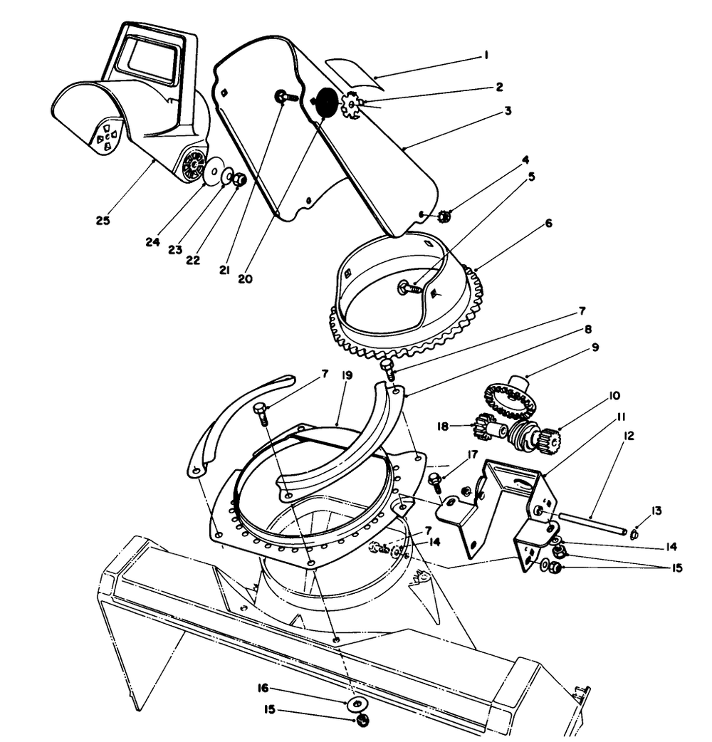 Discharge Chute Assembly Diagram and Parts List for 38186 3900001 - 3999999 Toro Snow Blower