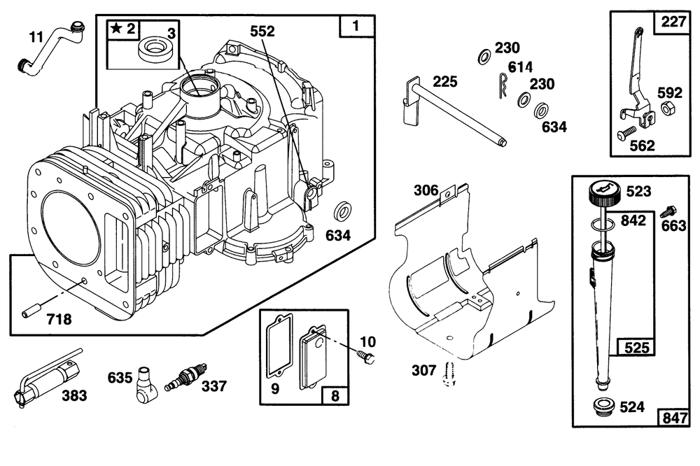 Engine Briggs & Stratton Model 28q777-0668-A1 Diagram and Parts List for 71196 6900001 - 6999999 Toro Lawn Tractor