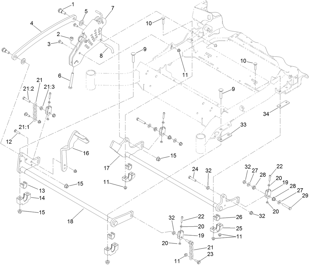 Deck Lift Assembly Diagram and Parts List for 74143 (313000001-313999999)(2013) Toro Lawn Mower