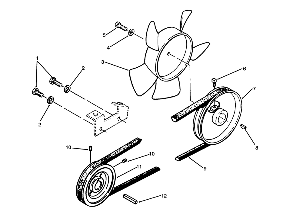 Drive Belt And Pulleys Diagram and Parts List for 73520 4900001 - 4999999 Toro Lawn Tractor