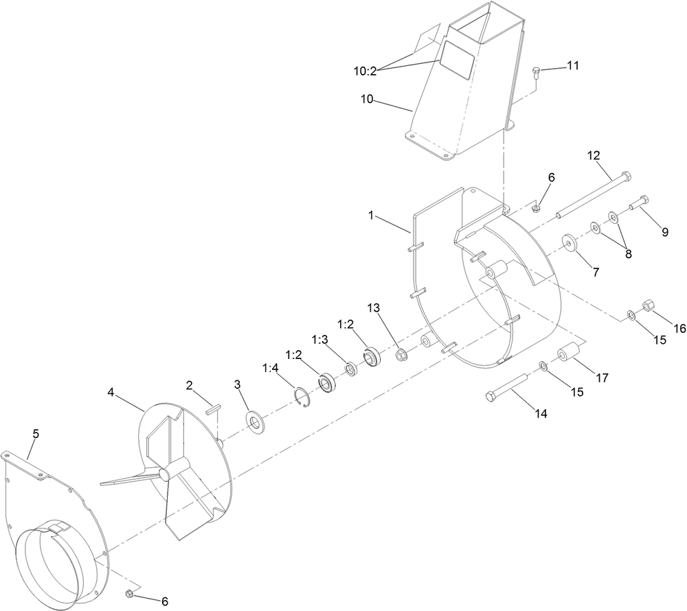 Blower Assembly No. 116-9649 Diagram and Parts List for 74316 400000000 - 999999999 Toro Lawn Tractor