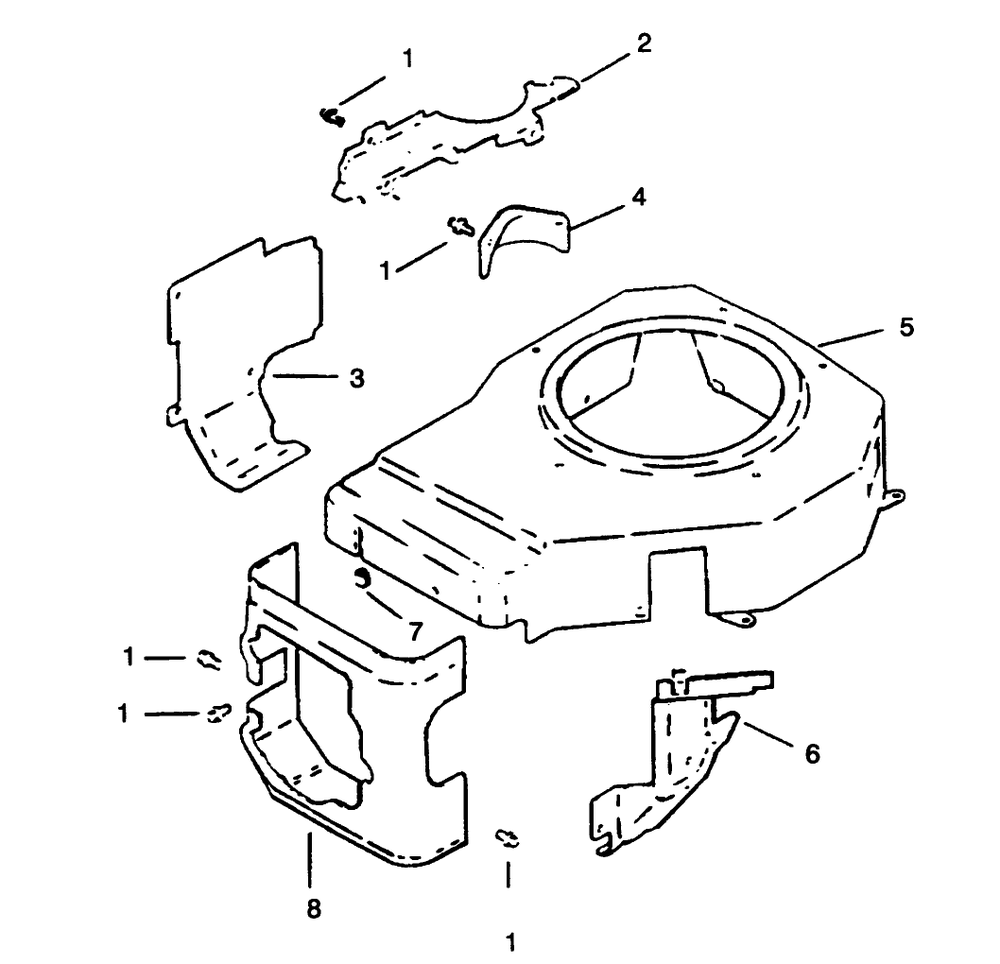 Blower Housing & Baffle-Engine Kohler Model No. Cv12.5t-1254 Diagram and Parts List for 30157 490001 - 499999 Toro Lawn Tractor Accessories