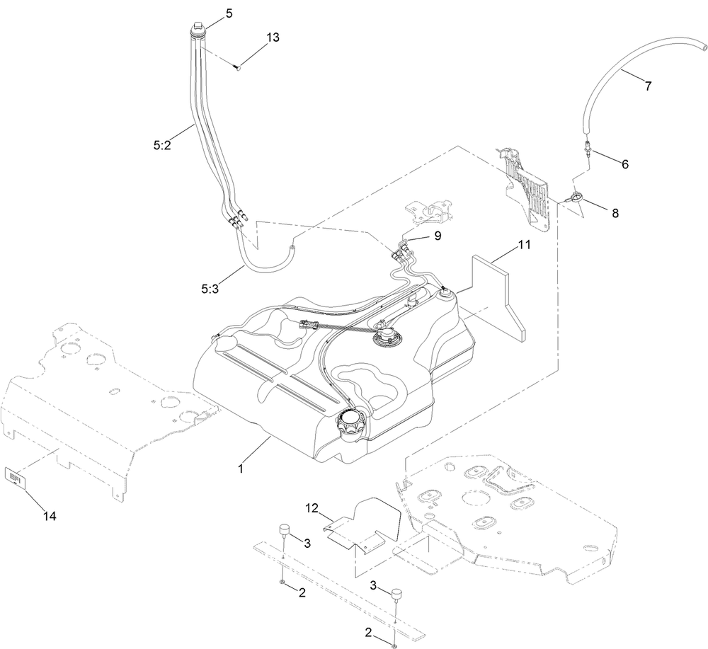 Fuel System Assembly Diagram and Parts List for 74947 403247300-999999999 Toro Lawn Mower
