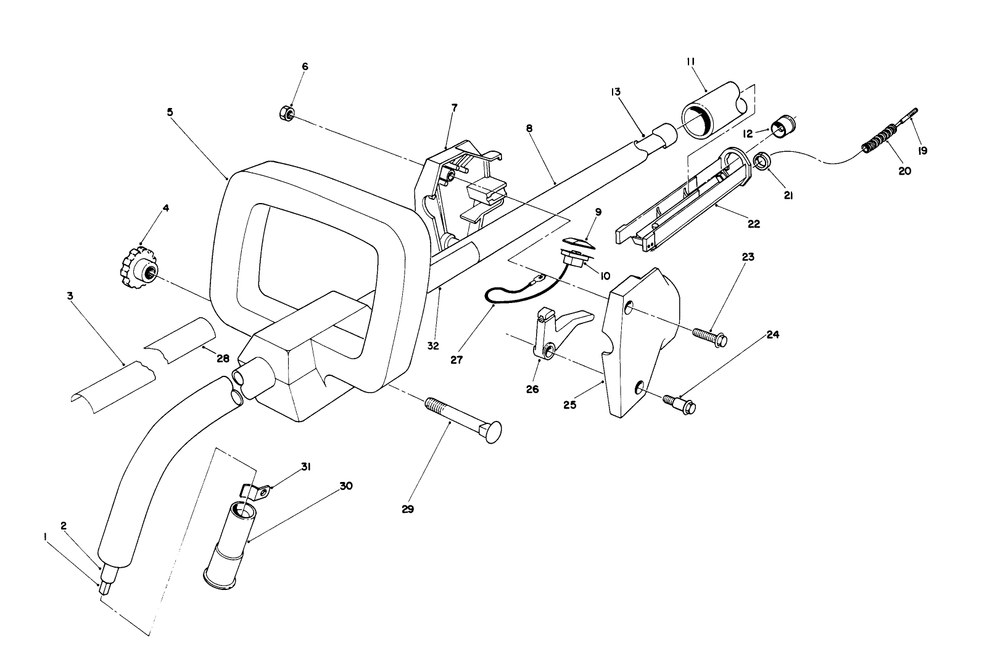 Handle Assembly Diagram and Parts List for 51637 2000001 - 2999999 Toro Trimmer