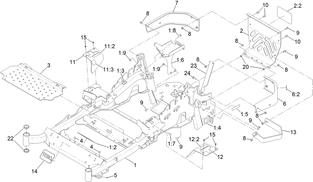Frame Assembly Diagram and Parts List for 72949 414086324 - 999999999 Toro Lawn Tractor