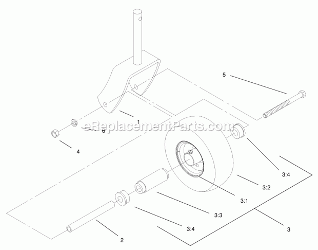Caster And Wheel Assembly No. 1-322154 Diagram and Parts List for 30194 220000001-220999999 Toro Lawn Mower