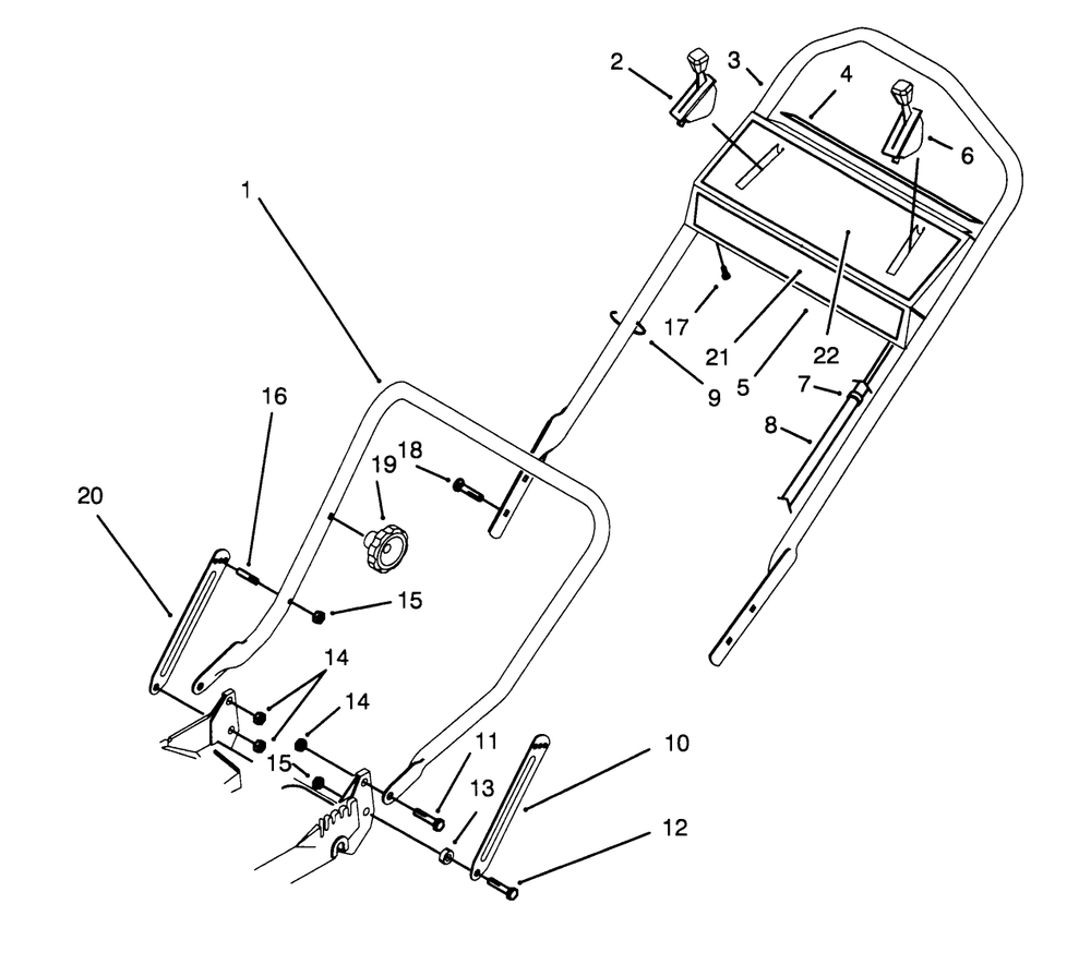 Handle Assembly Diagram and Parts List for 20764BC 59000001 - 59999999 Toro Lawn Mower