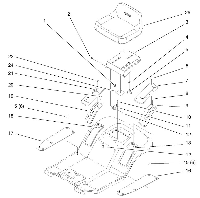 Seat Assembly Diagram and Parts List for 71188 7900001 - 7999999 Toro Lawn Tractor