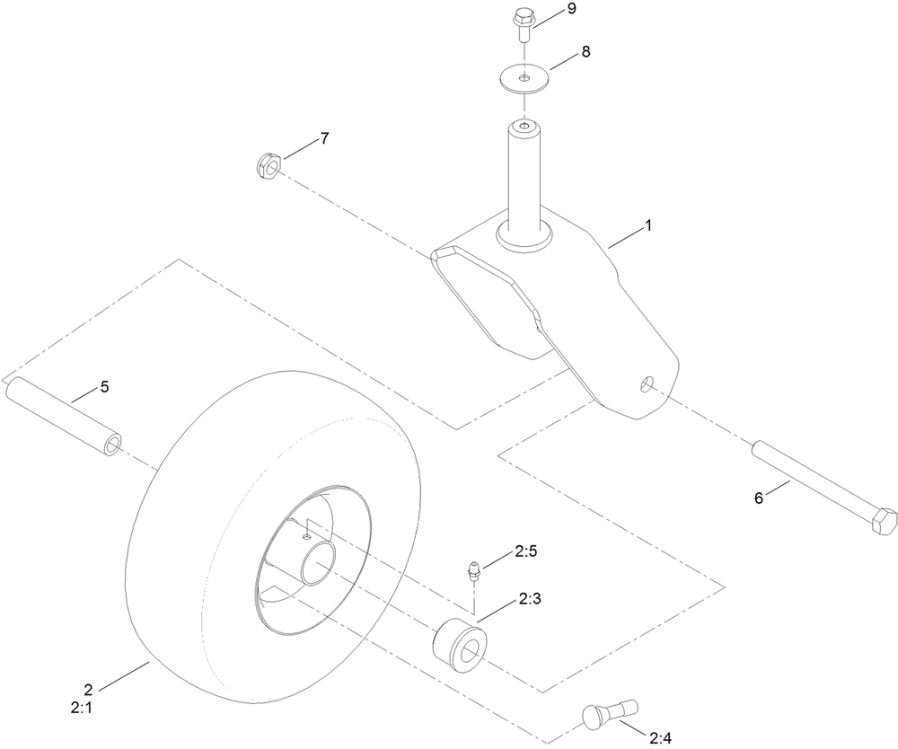 Tire And Caster Assembly Diagram and Parts List for 75746TA 410040000 - 411599999 Toro Lawn Tractor