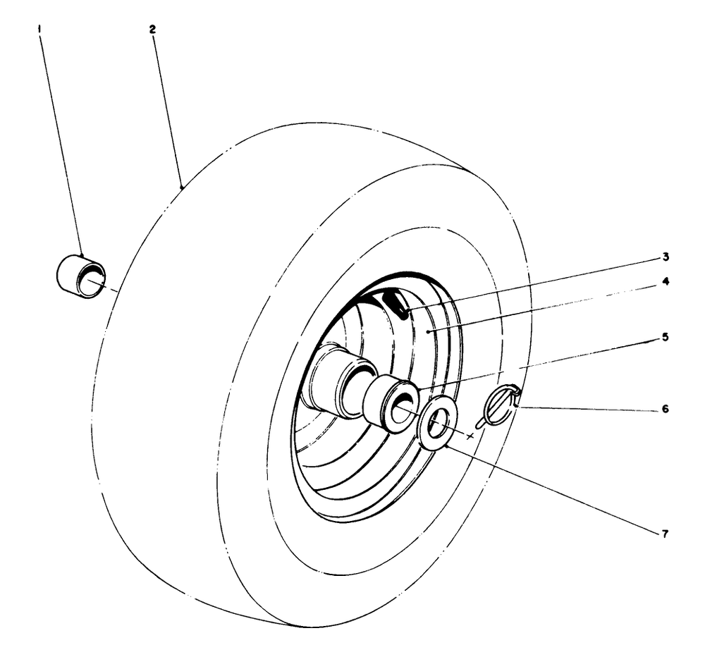Wheel Assembly Diagram and Parts List for 38090 6000001 - 6999999 Toro Snow Blower