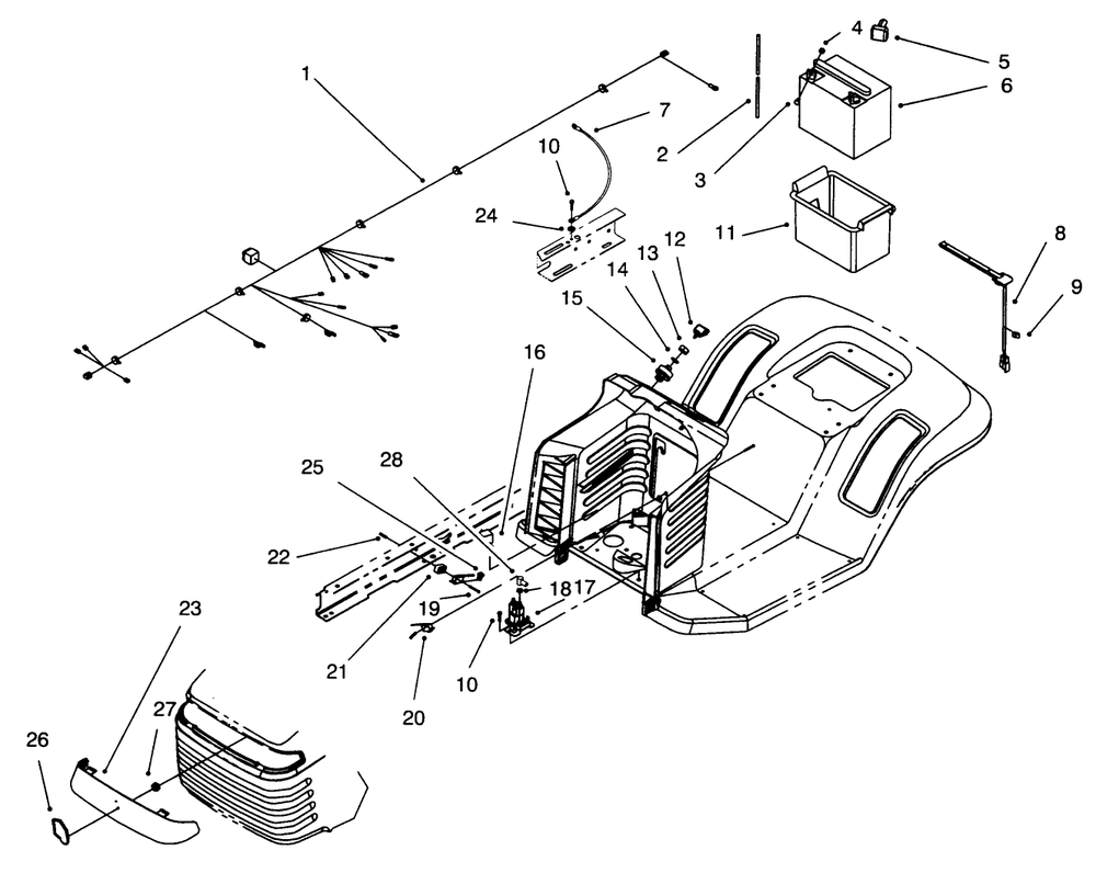 Electrical Assembly Diagram and Parts List for 71201 6900001 - 6999999 Toro Lawn Tractor