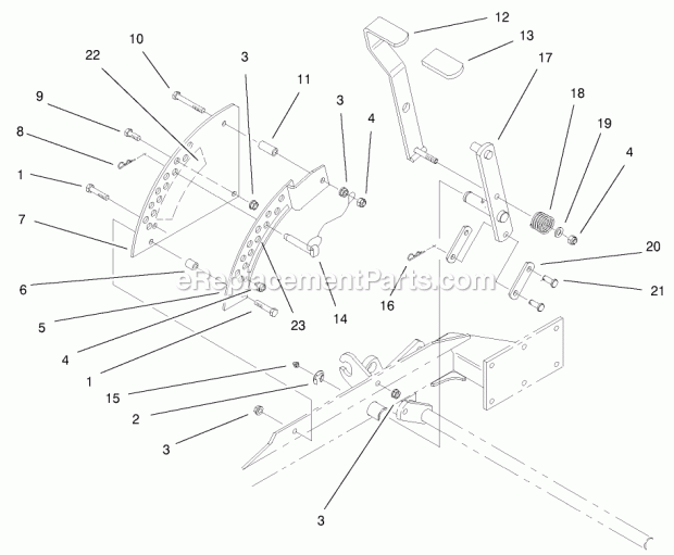 Height Of Cut Handle And Plates Assembly Diagram and Parts List for 74174 200000001-200999999 Toro Lawn Mower