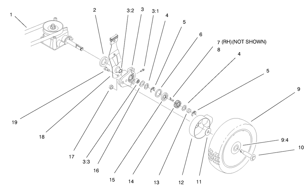 Rear Axle Assembly Diagram and Parts List for 20020 9900001 - 9999999 Toro Lawn Mower
