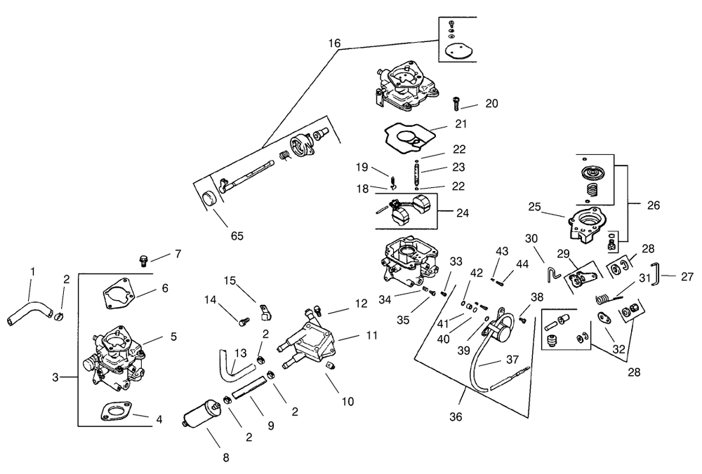 Fuel System Assembly Diagram and Parts List for 74228 (210000001-210999999)(2001) Toro Lawn Mower