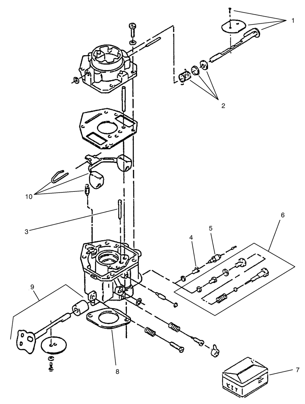 Carburetor Components Assembly Diagram and Parts List for 74120 490001 - 499999 Toro Lawn Tractor