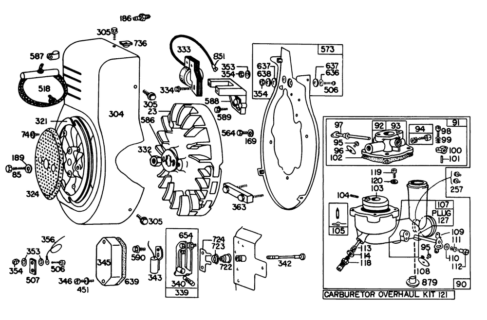 Engine Briggs & Stratton Model No. 326437-0262-01 Diagram and Parts List for 30760 00000001 - 09999999 Toro Lawn Tractor
