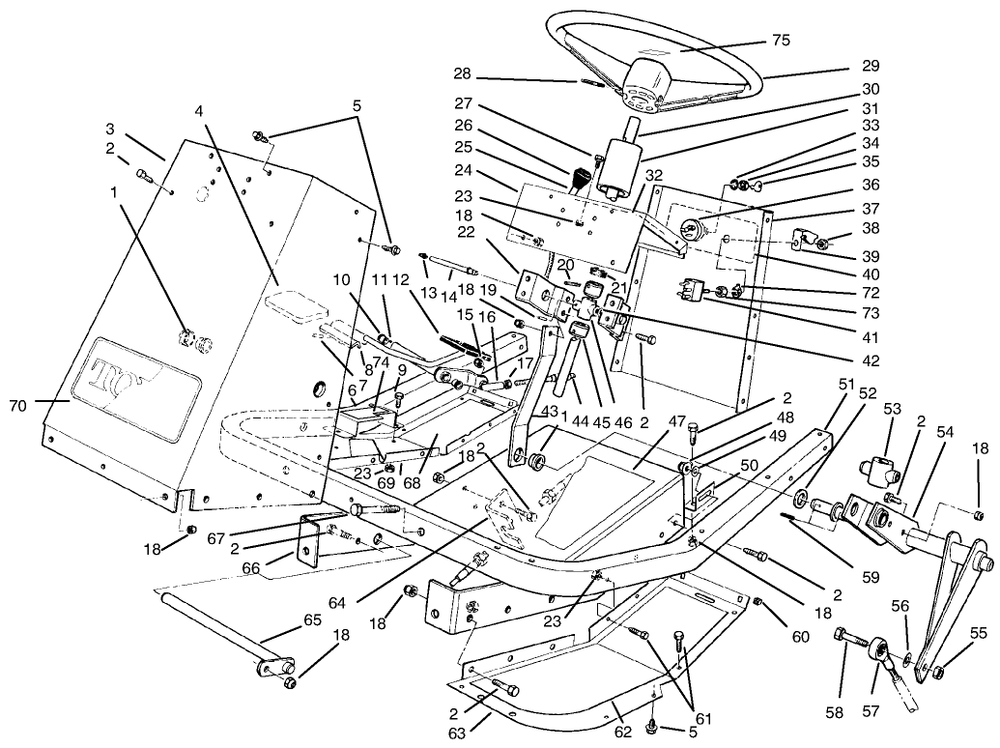 Frame & Steering Assembly Diagram and Parts List for 30612 990001 - 999999 Toro Lawn Tractor