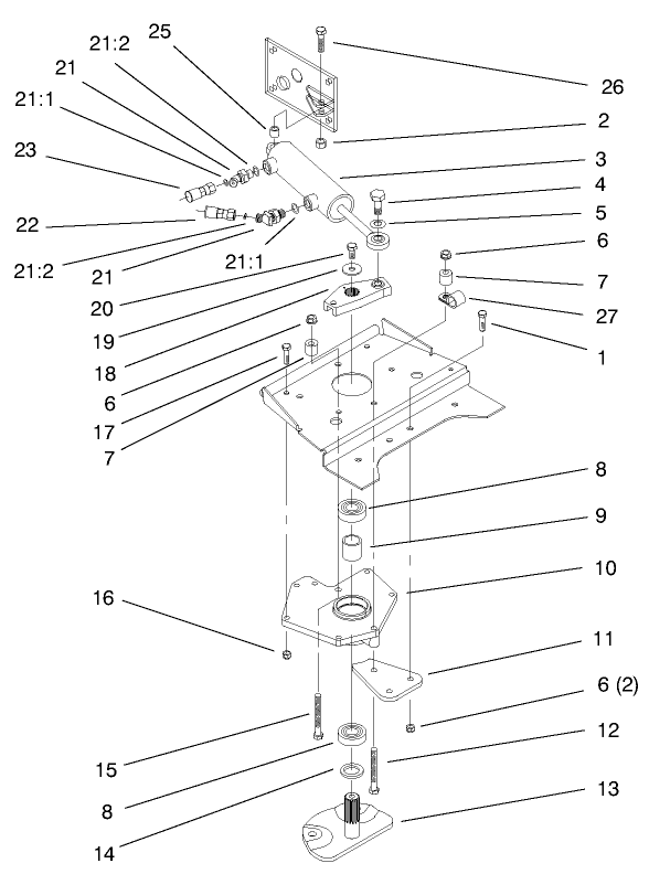 Lower Power Steering Assembly Diagram and Parts List for 73550 8900001 - 8999999 Toro Lawn Tractor