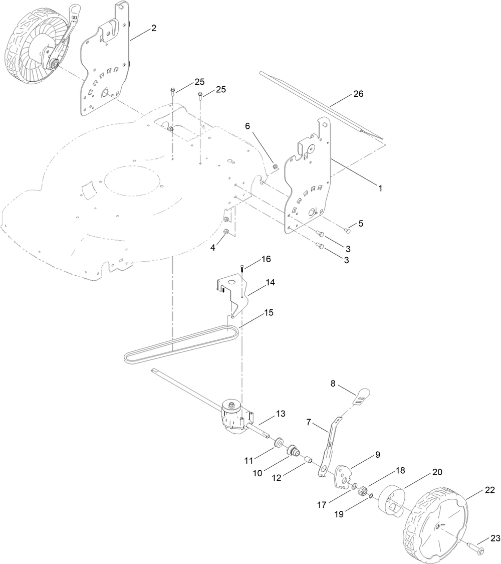 Rear Wheel And Height-Of-Cut Assembly Diagram and Parts List for 21772 400000000 - 409999999 Toro Lawn Mower