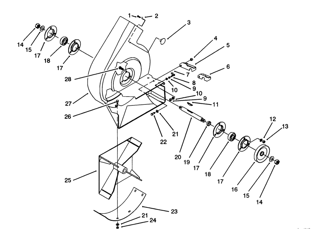 Housing & Impeller Assembly Diagram and Parts List for 79301 3900001 - 3999999 Toro Lawn Tractor Accessories