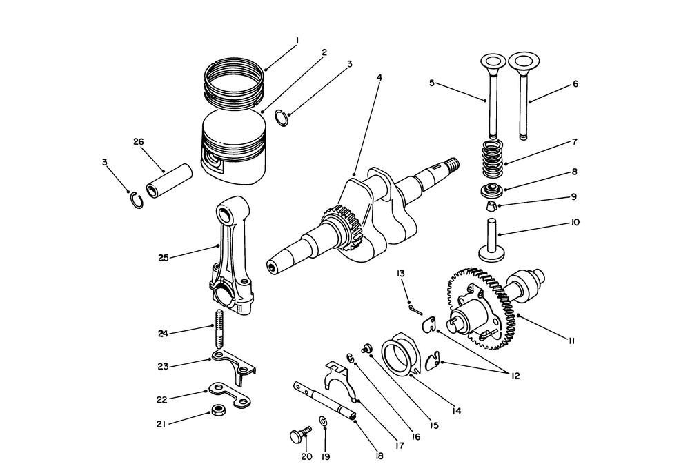 Crankshaft & Camshaft Assembly Diagram and Parts List for 62032 6000001 - 6999999 Toro Generator
