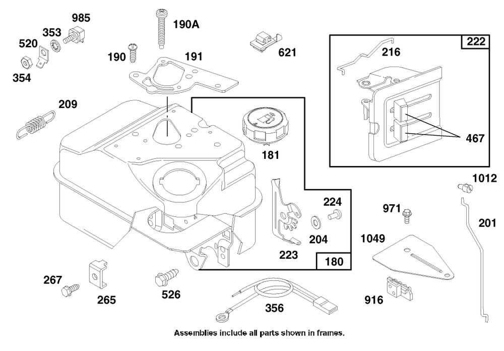 Engine Briggs & Stratton Model 135202-0263-01 Diagram and Parts List for 62924 9900001 - 9999999 Toro Leaf Blower / Vacuum