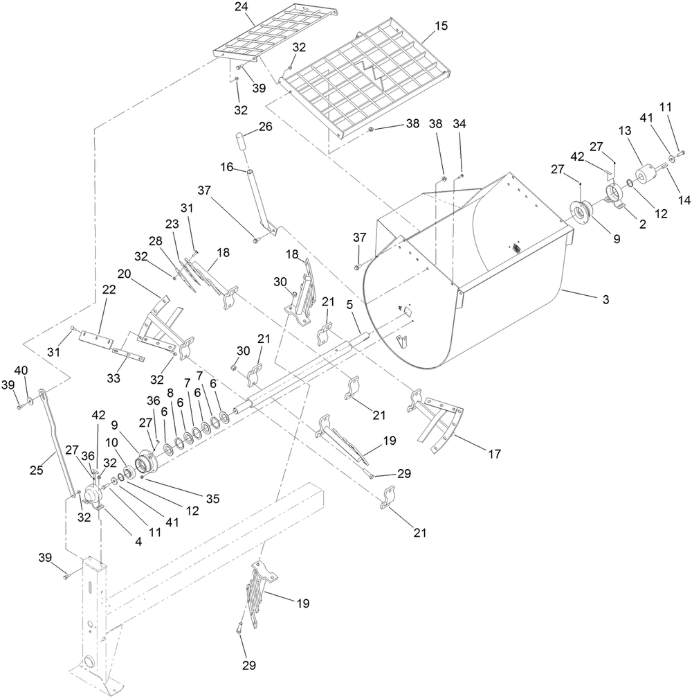 Drum Assembly Diagram and Parts List for 68024 402100000 - 404319999 Toro Cement Mixer