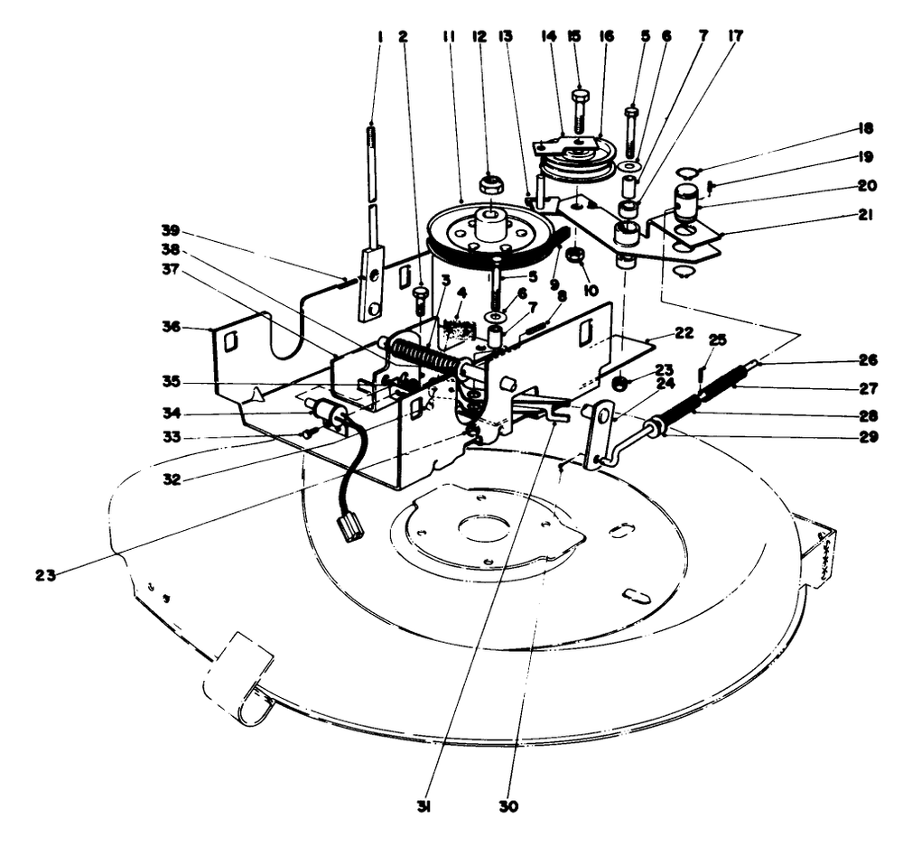 Blade Drive Assembly Diagram and Parts List for 56125 4000001 - 4999999 Toro Lawn Tractor