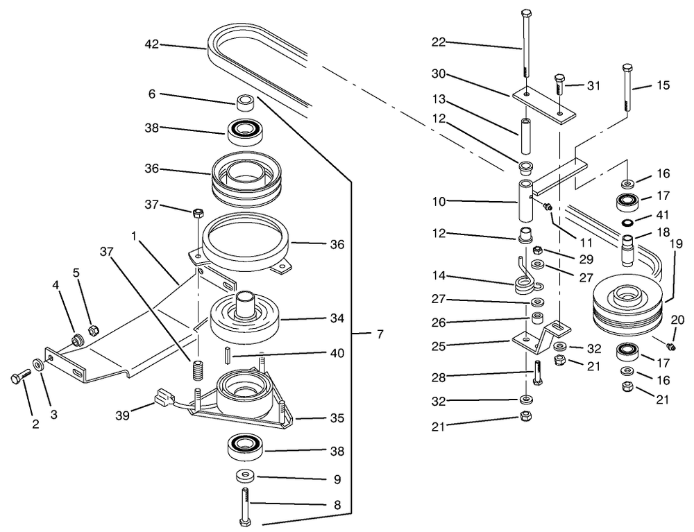 Pto Electric Clutch & Drive Assembly Diagram and Parts List for 74120 490001 - 499999 Toro Lawn Tractor