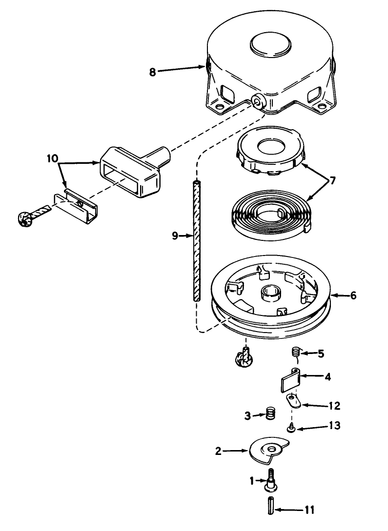Rewind Starter No. 590473 Diagram and Parts List for 38015 3000001 - 3999999 Toro Snow Blower