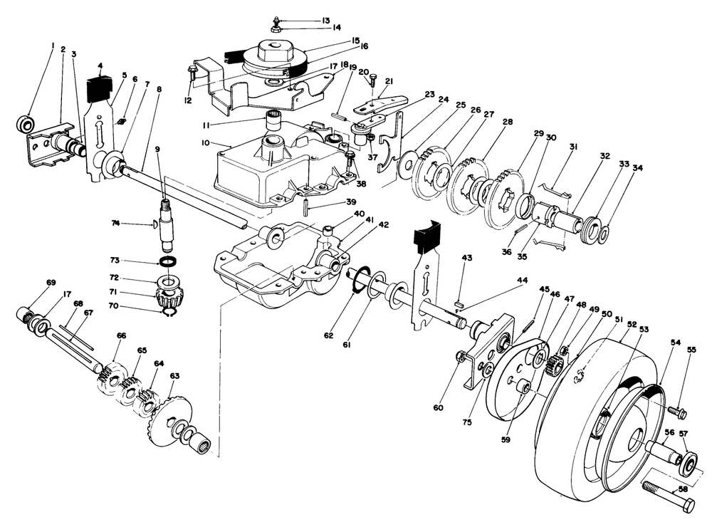 Gear Case Assembly (Model 22035) Diagram and Parts List for 22035 8000001 - 8002989 Toro Lawn Mower