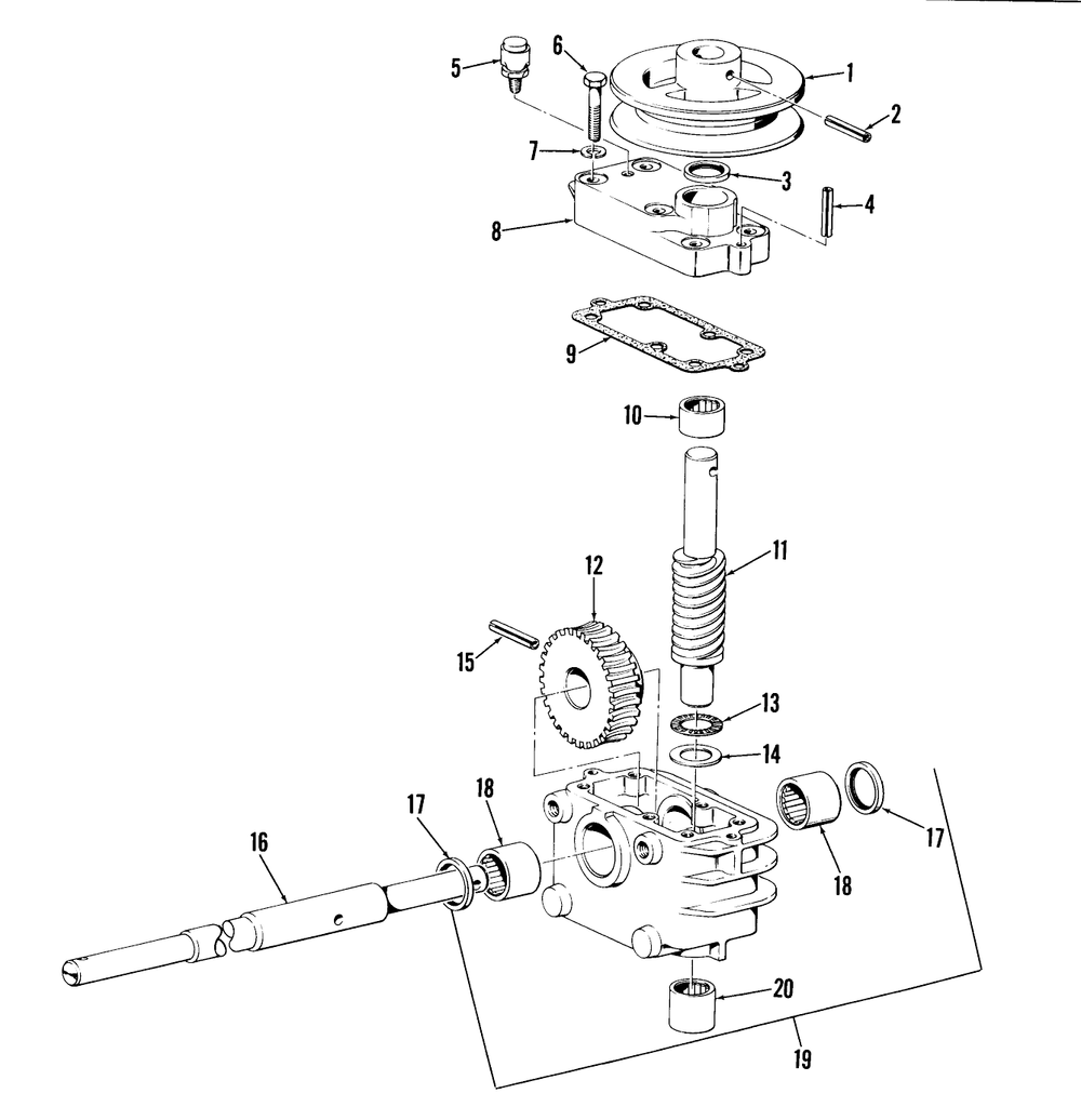 25" & 34" Gear Case Assembly Diagram and Parts List for 23200 7000001 - 7999999 Toro Lawn Mower