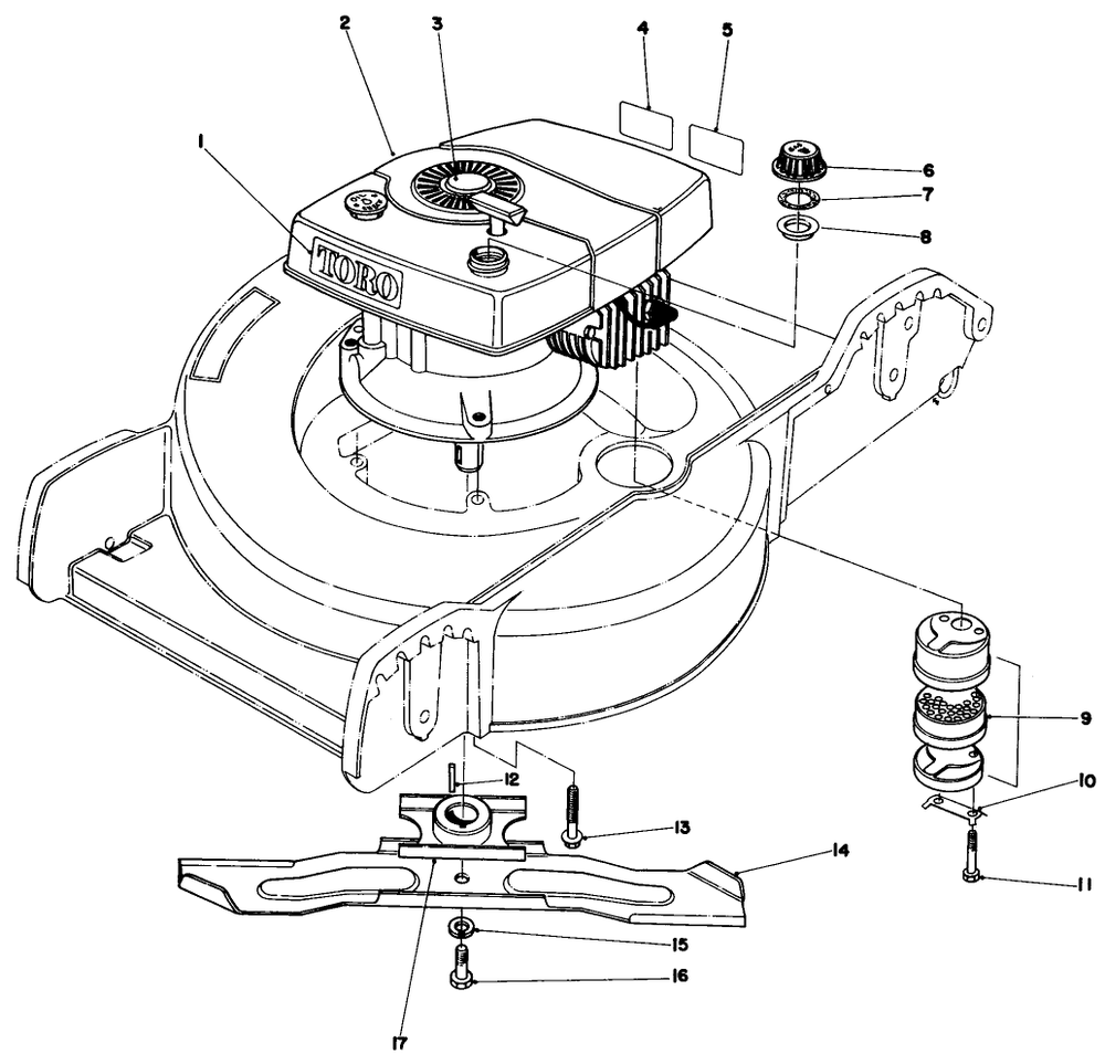 Engine Assembly Diagram and Parts List for 20752 9000001 - 9999999 Toro Lawn Mower