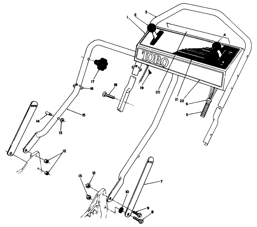 Handle Assembly Diagram and Parts List for 20620C 8000001 - 8999999 Toro Lawn Mower