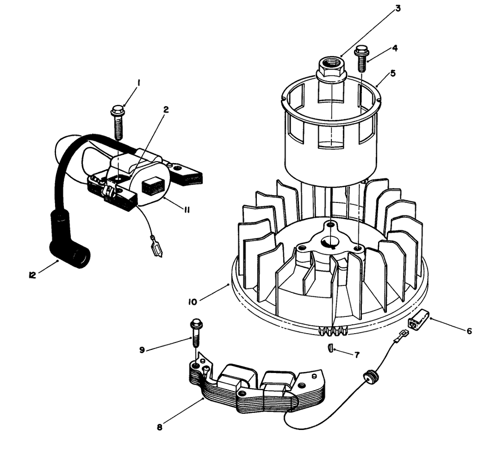 Magneto & Flywheel Assembly (Engine No. Vmm1-5) Diagram and Parts List for 26625B 2000001 - 2999999 Toro Lawn Mower