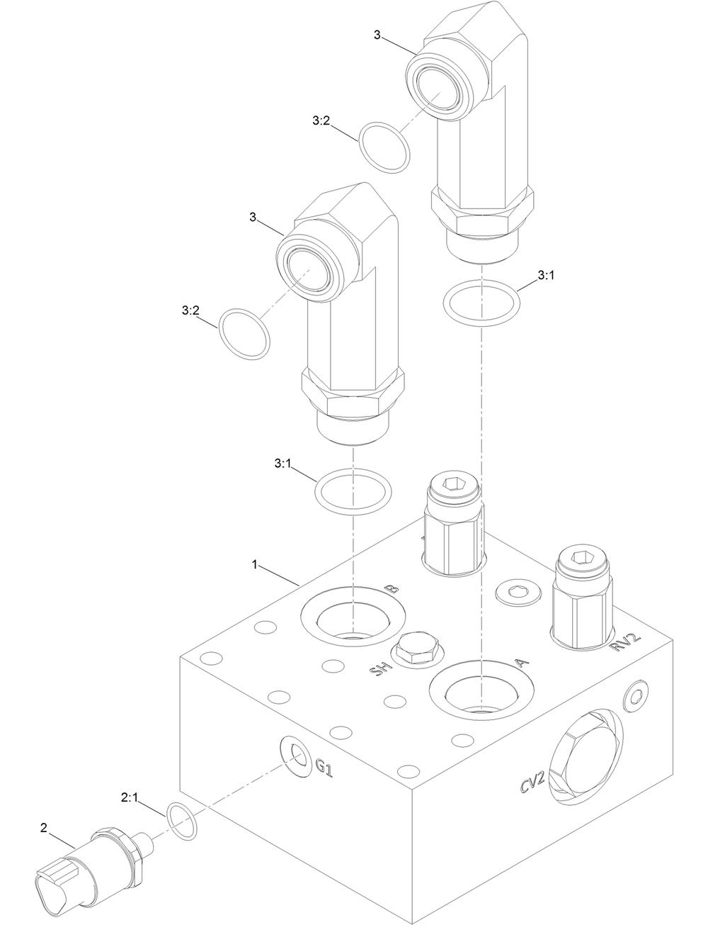 Rotary Relief Manifold Assembly Diagram and Parts List for 23803 400000000 - 999999999 Toro Lawn Tractor Accessories