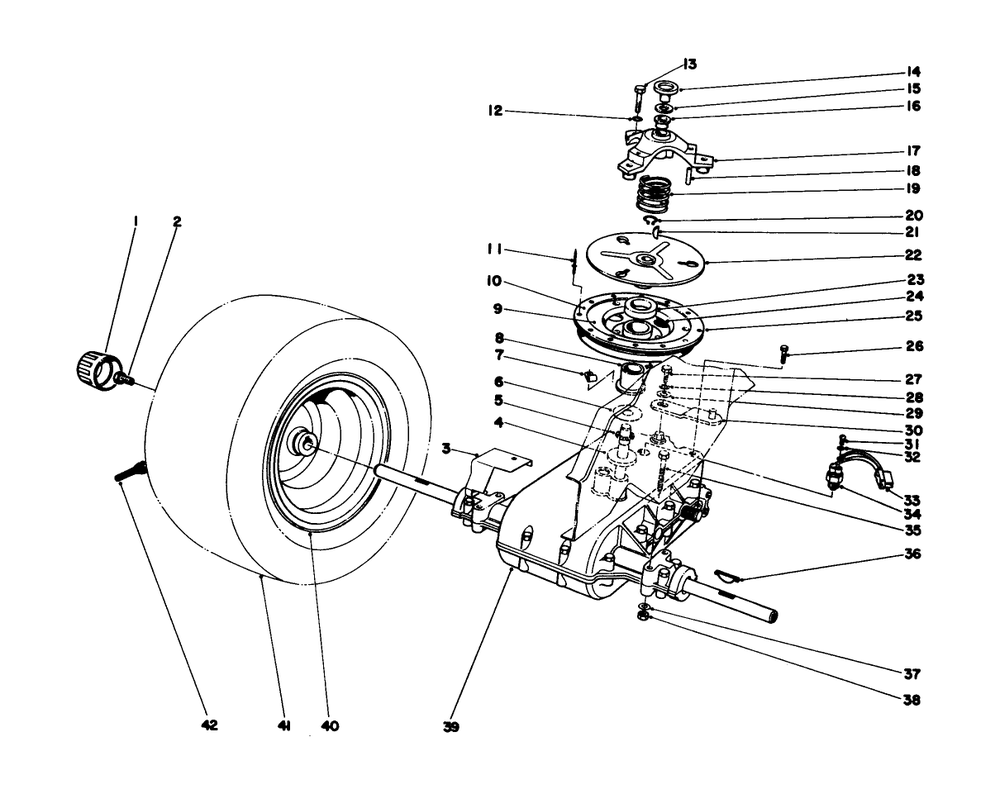 Transaxle & Clutch Assembly Diagram and Parts List for 57300 4000001 - 4999999 Toro Lawn Tractor