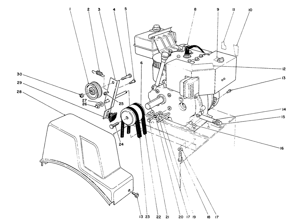 Engine Assembly Diagram and Parts List for 38073 4900001 - 4999999 Toro Snow Blower