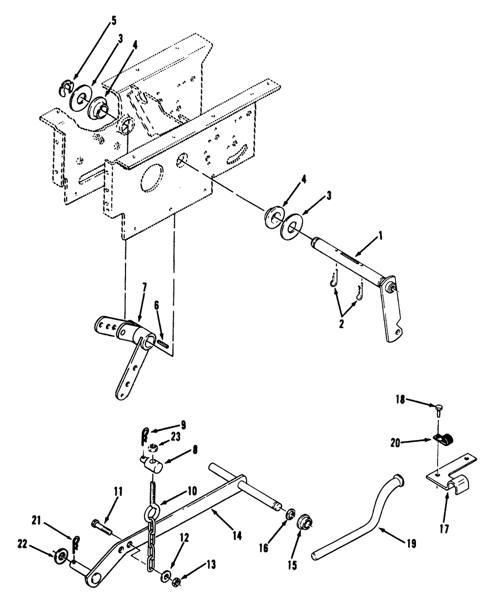 Hydrostatic Lift Linkage Diagram and Parts List for 73401 3900001 - 3999999 Toro Lawn Tractor